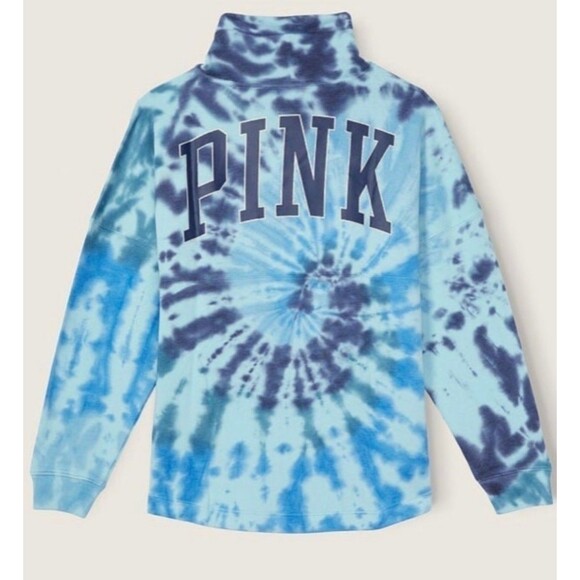 VS PINK outfit blue SET TIE DYE cowl neck joggers L - Picture 5 of 6